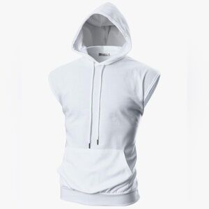 Men's White Sleeveless Hoodie